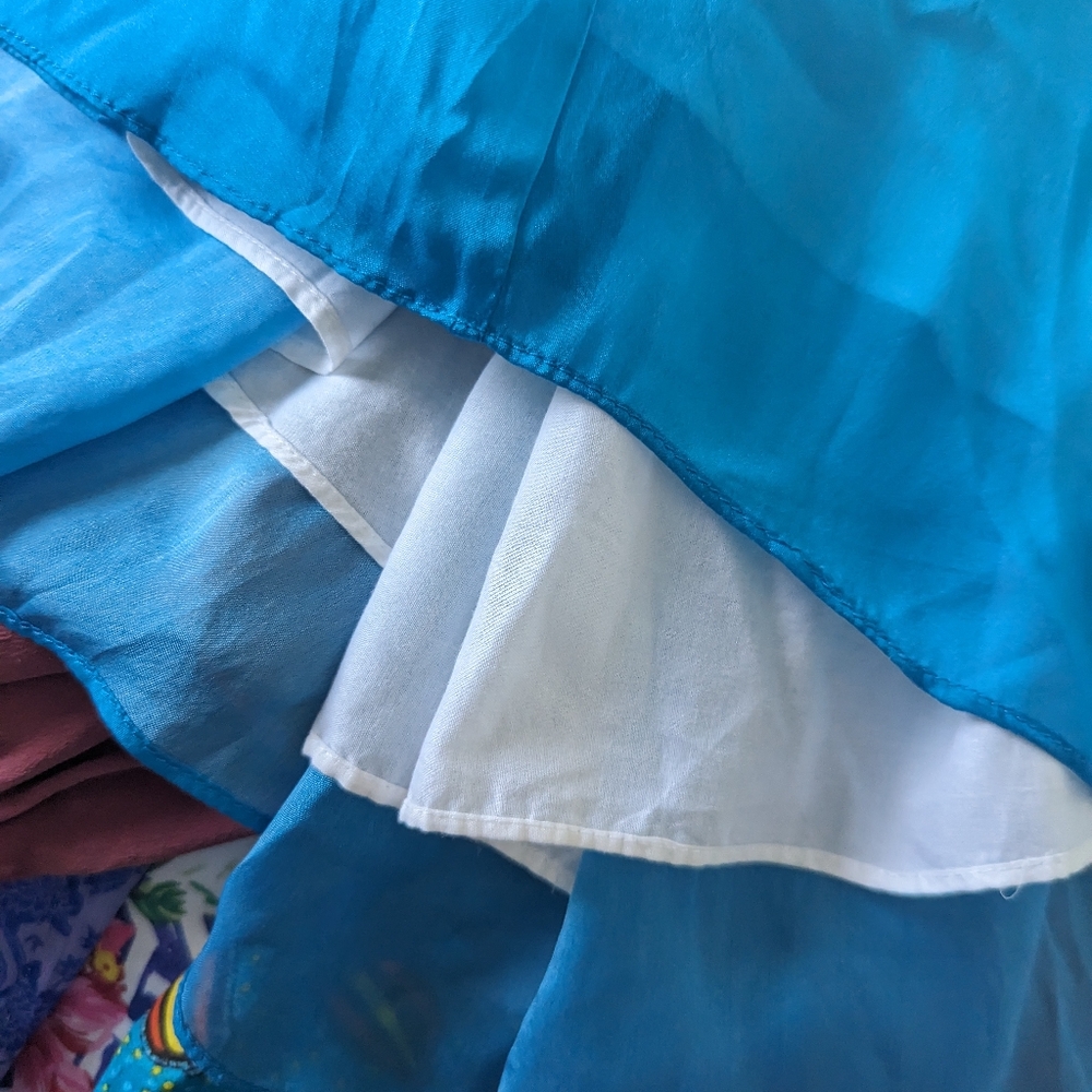 WHBM White House Black Market Silk Dip Dye Ombre Maxi Skirt Chiffon Cerulan - Picture 2 of 4